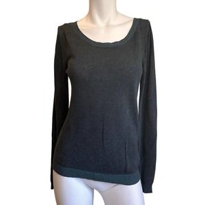 Margaret O'Leary Lightweight Gray & Green Cotton Sweater sz S